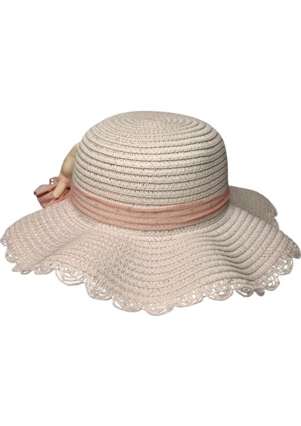 Spteks Kitti 2-6 Yaş Kız Çocuk Beyaz Renk Tavşan ve Fiyonk Figürlü Hasır Yazlık Şapka fiyatları