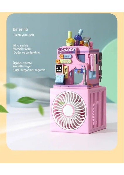 Masaüstü Blok Fan Küçük Masa Vantilatörü, Usb Şarj Edilebilir Pil, 3 Hız Güçlü - Zb106