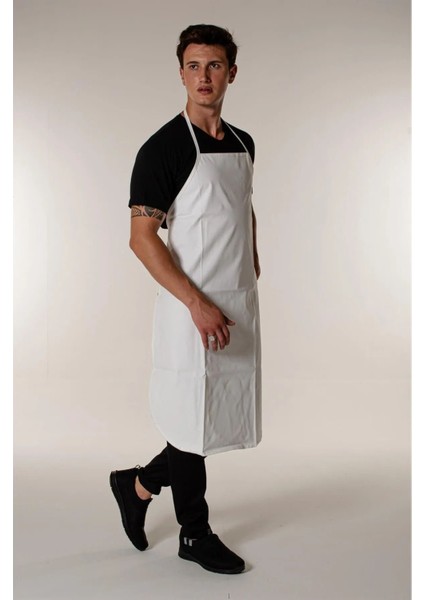 90x120 cm ekstra ebat PVC önlük, su geçirmez, bej renkli, askısız, dayanıklı plastik