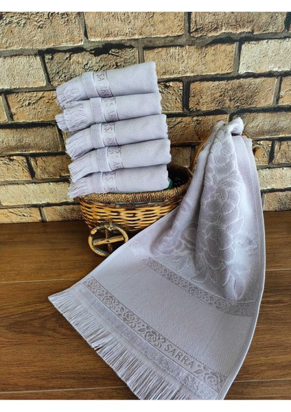 30x50cm 6'lı Mürdüm Renkli Saçaklı Pamuk Etamin Havlu Seti