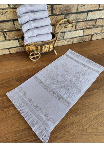 30x50cm 6'lı Mürdüm Renkli Saçaklı Pamuk Etamin Havlu Seti fiyatları