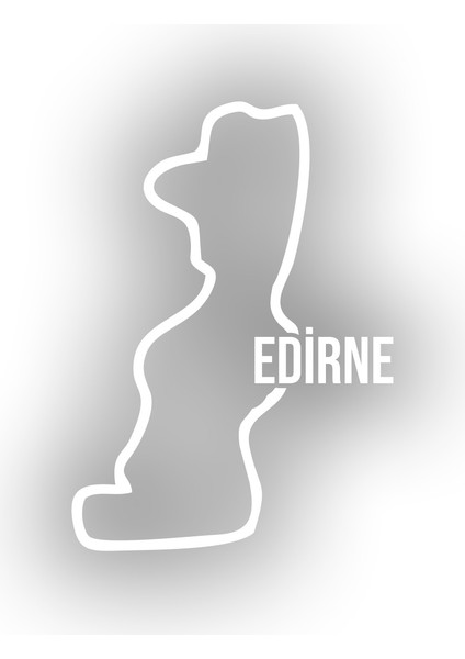 Edirne Harita Araba Sticker 17X17 cm Beyaz