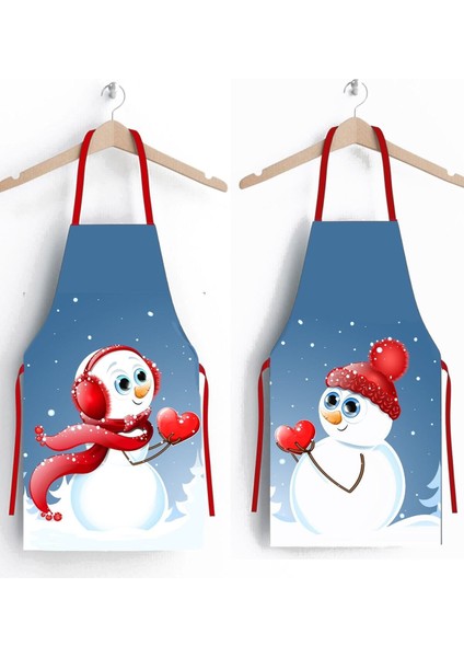 Şık ve kullanışlı mavi kardan adam mutfak önlüğü, polyester, 50x70 cm