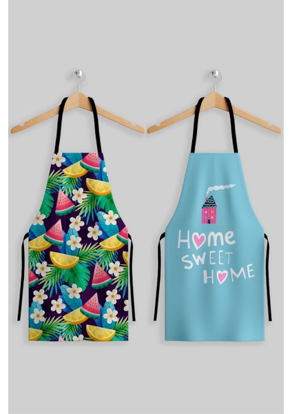 Renkli 2'li mutfak önlüğü seti, şık ve kullanışlı polyester mutfak aksesuarları fiyatları