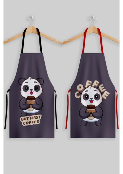 Renkli ve şık 2'li mutfak önlükleri, polyester, 50x70 cm, gri