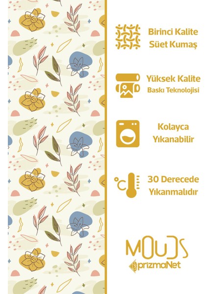 Süet Kumaş Sonbahar Desenli Mutfak Önlüğü, Pamuk Polyester, 55x75, Beyaz