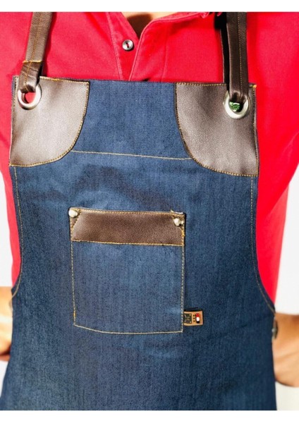 Mavi Kot Derili Cepli Boyundan Askılı Şef Önlüğü fiyatları