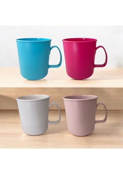 Plastik Kulplu Kupa Bardak Plastik Su, Meşrubat Bardağı 300ML 8,5(H)X7,5cm