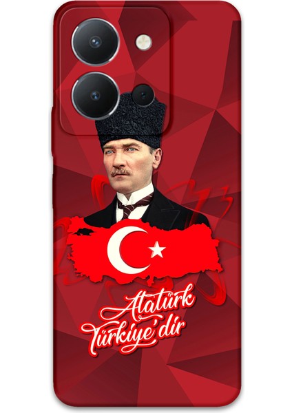 Vivo Y36 Uyumlu Atatürk Desenli Telefon Kılıfı + Ekran Koruyucu - 5851