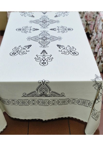Otantik Desen Baskılı Güpürlü Masa Örtüsü – Dertsiz Kumaş, Pamuklu Saten Şıklığı 2.10X1.50 cm modelleri