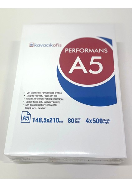 A5 Fotokopi Kağıdı 80 gr Performans 1 Koli 4 Paket (2000 Sayfa) modelleri