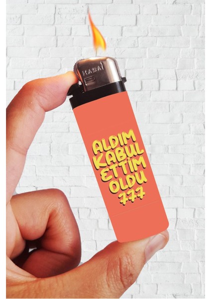 Çakmak Aldım Kabul Ettim 777 Baskılı Full Kaplamalı Gazlı Çakmak