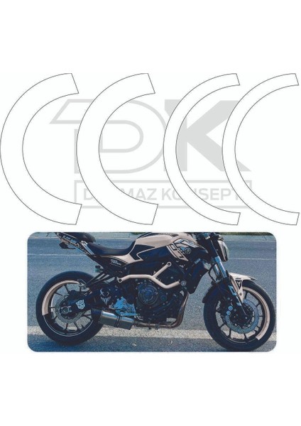 MT07-600RR-R1 Ön 120 Arka 180 Ebat Uyumlu Beyaz Yarım Jant Şeridi Sticker fiyatları