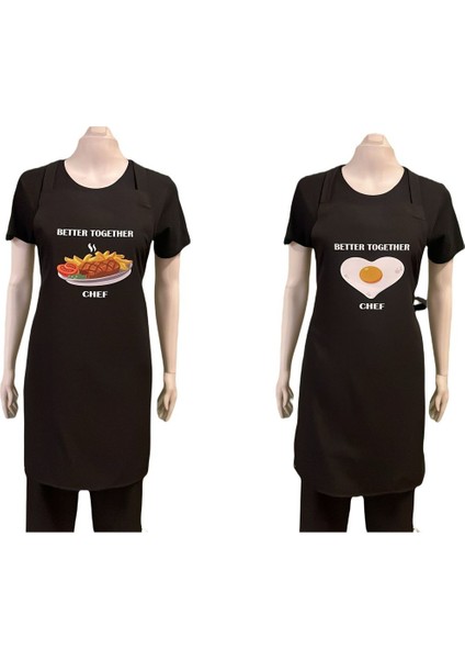 Şık Siyah Mutfak Önlüğü, Sevgiliye Özel, 55x75 cm, Pamuk Polyester