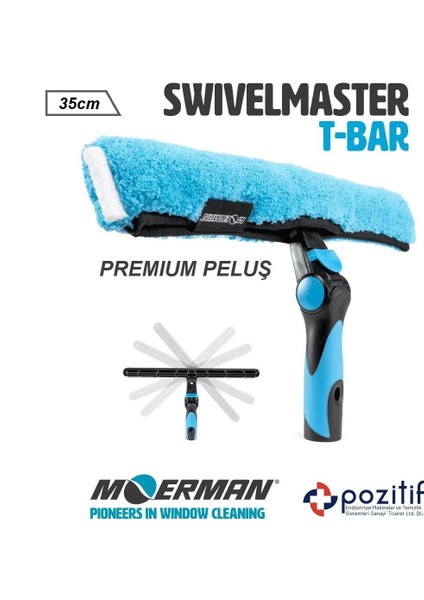 35 cm Cam Silme Aparatı, Peluş Takım, Oynar Tutamak, Dayanıklı Temizlik Aracı