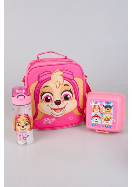 Yeni Sezon Lisanslı Paw Patrol Okulda Macera Koleksiyonu Termoslu Beslenme Çantası ,500 ml Matara ve 2 Katlı Beslenme Kabı/lunch Box Okul Seti