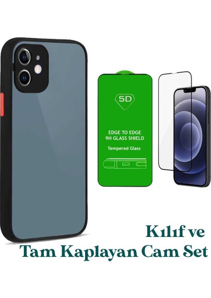 Apple iPhone 12 Uyumlu Montreal Kılıf ve Tam Kaplayan Cam Set