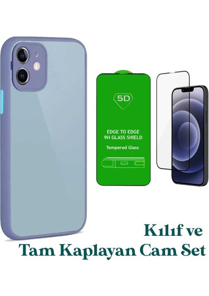 Apple iPhone 12 Uyumlu Montreal Kılıf ve Tam Kaplayan Cam Set