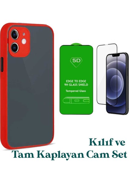 Apple iPhone 12 Uyumlu Montreal Kılıf ve Tam Kaplayan Cam Set