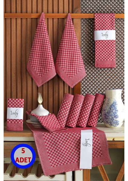 Kırmızı Dama Desenli Pamuklu Mutfak Peçetesi 40x60
