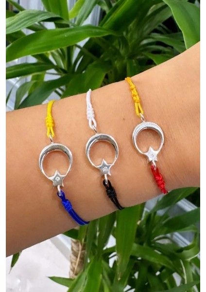 Ay Yıldızlı Bileklik Unisex Siyah Beyaz İpli bbb25 modelleri
