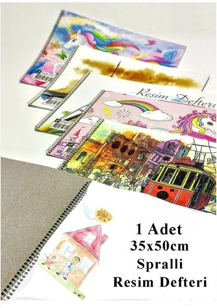 Resim Defteri 35X50 cm 24 Renk Kuru Boya Dereceli Kurşun Kalem Rulo Kalemlik 24 Bölmeli Hamur Silgi Kalemtraş Görsel fiyatları