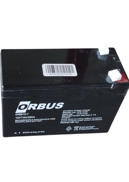 12V 7AH Amper Agm Jel Orbus Akü 10'lu Paket