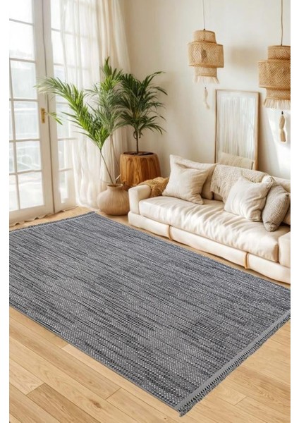 Panama 1106 Antrasit Bukle Dokuma Bohem Tarzı Koridor Halısı Salon Halısı Mutfak Halısı Oturma Odası Halısı Modern Makine Halısı