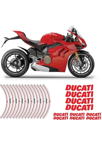 Ducati Beyaz Jant Şeridi Jant Içi Yazılı Sticker