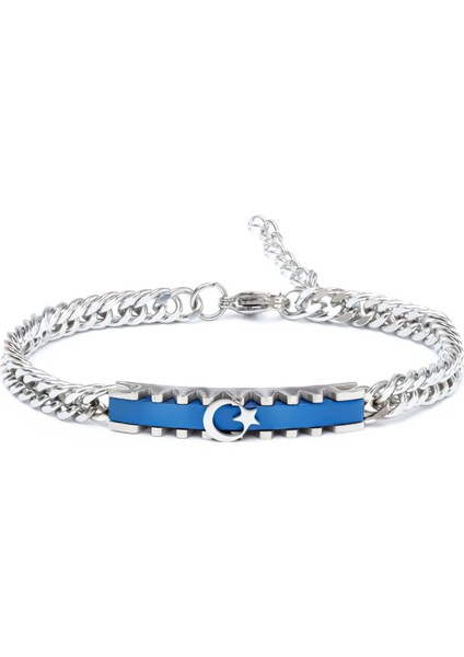 Ay Yıldız Temalı Çelik Bileklik