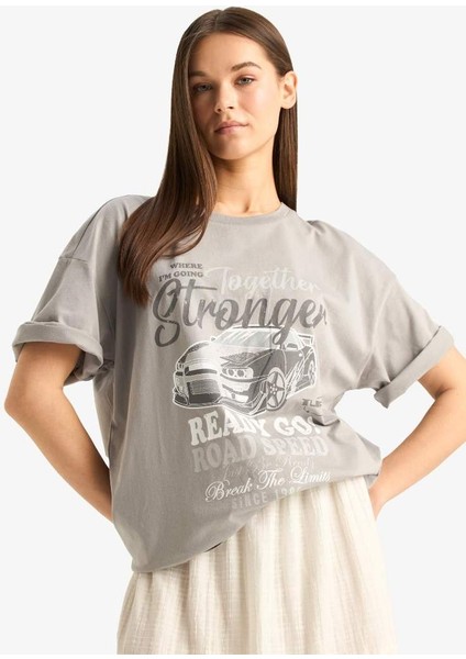 Kadın Kısa Kol T-Shirt D9617AX/GR454 Lt.grey