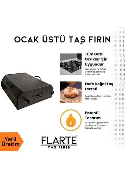 Siyah Metal Fırın Üstü Taş, 1 Yıl Garanti, Pişirme İçin Uygun