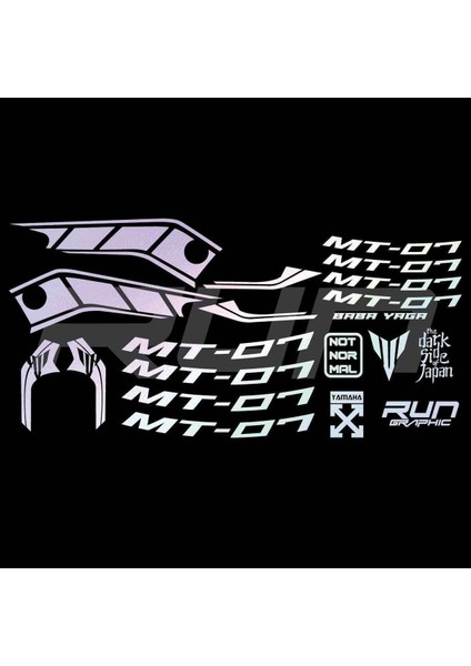 Yamaha mt 07 Hologram Sticker Set Jant Içi Yazılı