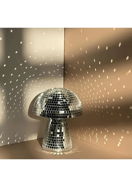 Gümüş Renk Disko Gümüş Mantar Aynası Ev, Bar ve Masa Dekorasyonu
