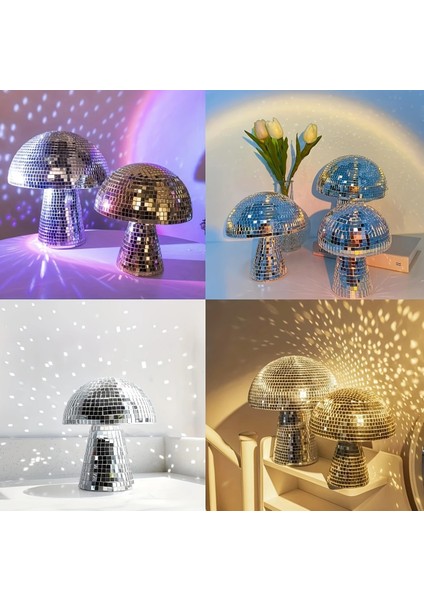 Gümüş Renk Disko Gümüş Mantar Aynası Ev, Bar ve Masa Dekorasyonu indirimleri