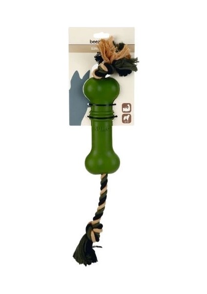 Sumo Mini Dentel Kemik Ipli Kauçuk Köpek Oyuncağı Yeşil