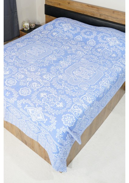 %100 Pamuk El Dokuması Çiçek Desenli Pike 190 x 230 cm - Açık Mavi fiyatları