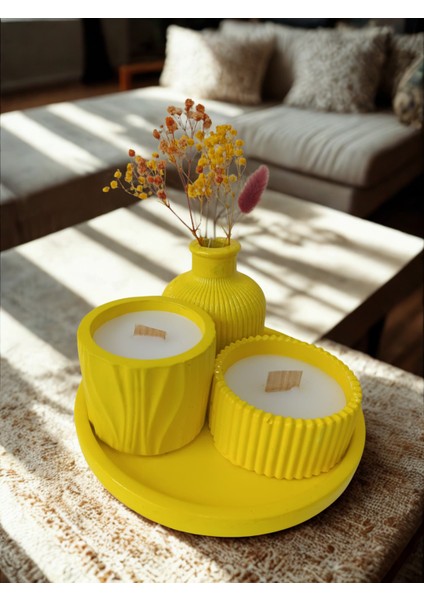 Crafts Tasarım 4'lü Dekoratif Taş Tozu Mum Seti
