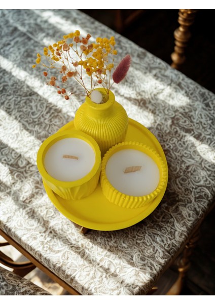 Crafts Tasarım 4'lü Dekoratif Taş Tozu Mum Seti