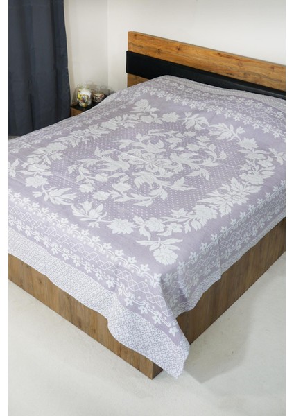 %100 Pamuk El Dokuması Kuş Desenli Pike 190 x 225 cm - Lila