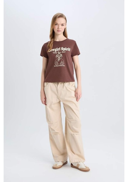 Kadın Kısa Kol T-Shirt E0630AX/BN278 Brown fiyatları