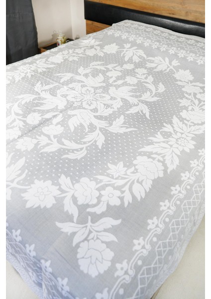 %100 Pamuk El Dokuması Kuş Desenli Pike 190 x 225 cm - Gri