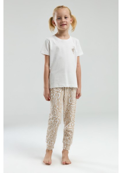 3303 Garson Kız Çocuk Desenli Bisiklet Yaka Şortlu Kısa Kol Pijama Takım modelleri