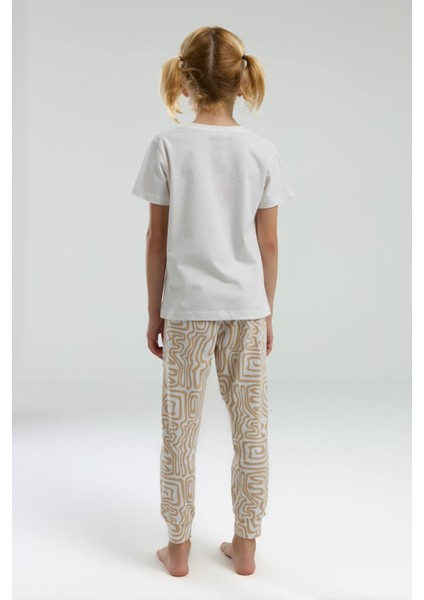 3303 Garson Kız Çocuk Desenli Bisiklet Yaka Şortlu Kısa Kol Pijama Takım indirimleri