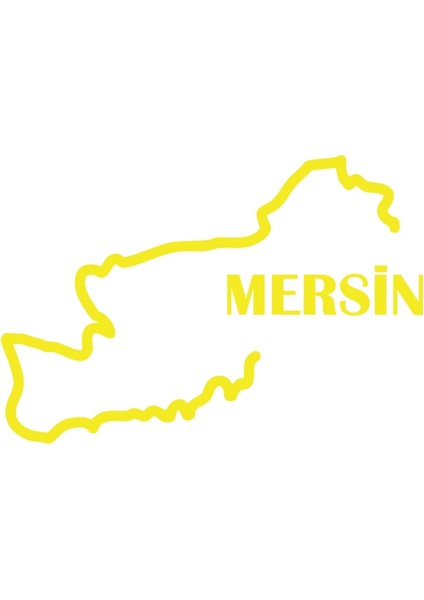 Mersin Harita Araba Sticker 17X17 cm Sarı