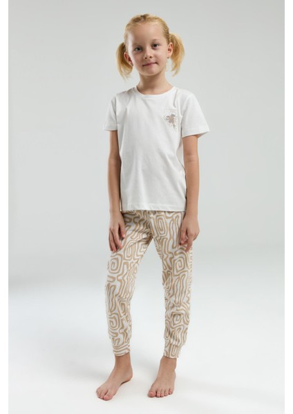 3303 Garson Kız Çocuk Desenli Bisiklet Yaka Şortlu Kısa Kol Pijama Takım fırsatları