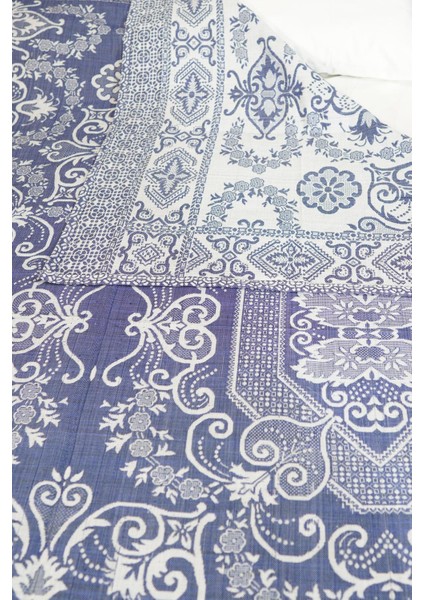 %100 Pamuk El Dokuması Çiçek Desenli Pike 190 x 230 cm - Mavi modelleri