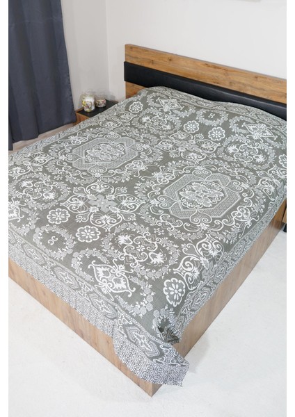 %100 Pamuk El Dokuması Çiçek Desenli Pike 190 x 230 cm - Koyu Yeşil fiyatları
