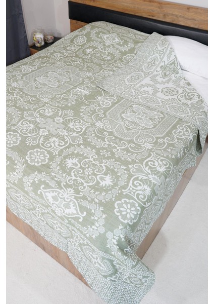 %100 Pamuk El Dokuması Çiçek Desenli Pike 190 x 230 cm - Yeşil fiyatları