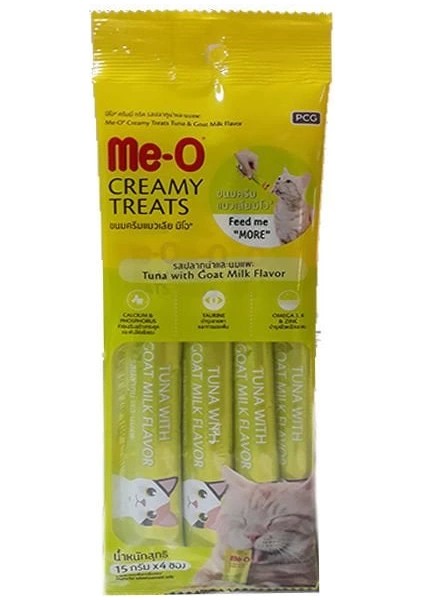 Meo Creamy Ton Balıklı ve Keçi Sütlü Kedi Ödül Maması 4X15 gr